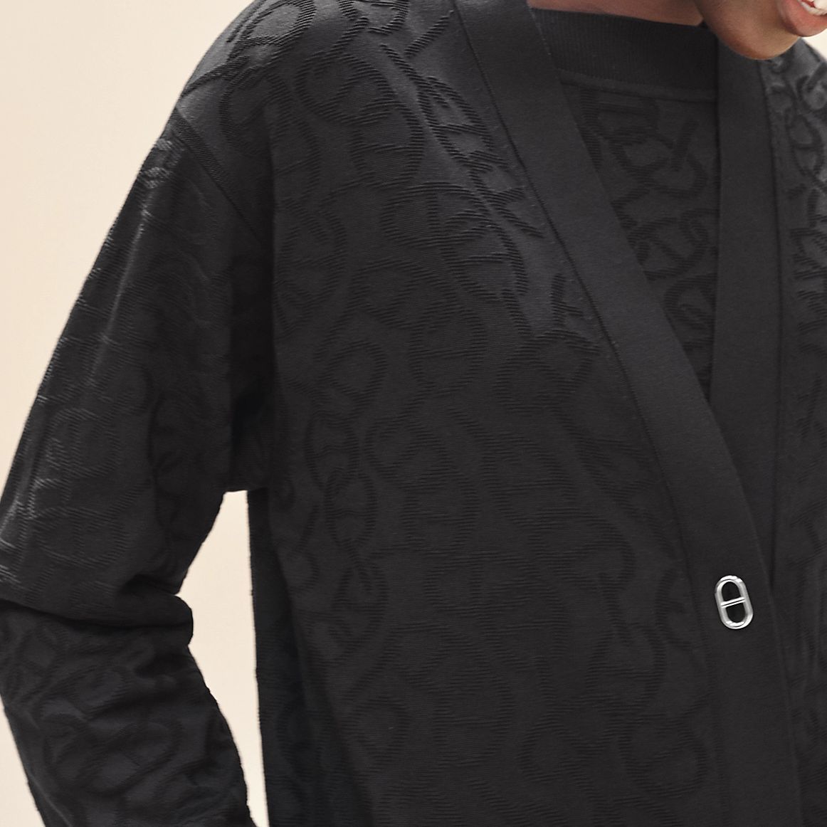 Shop (W) 爱马仕 黑色纯色标志针织开衫长袖毛衣 H4E2732DC02