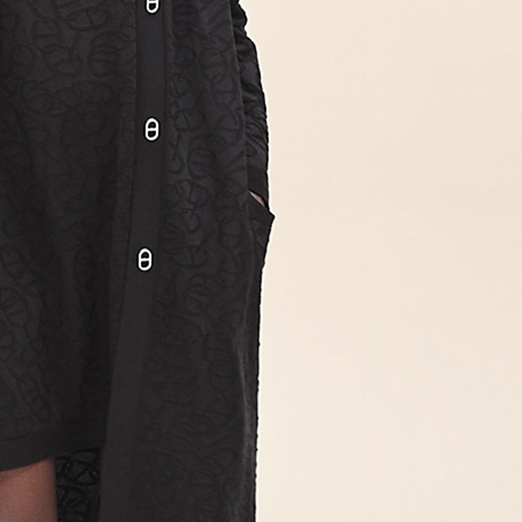 Cheap (W) 爱马仕 黑色纯色标志针织开衫长袖毛衣 H4E2732DC02