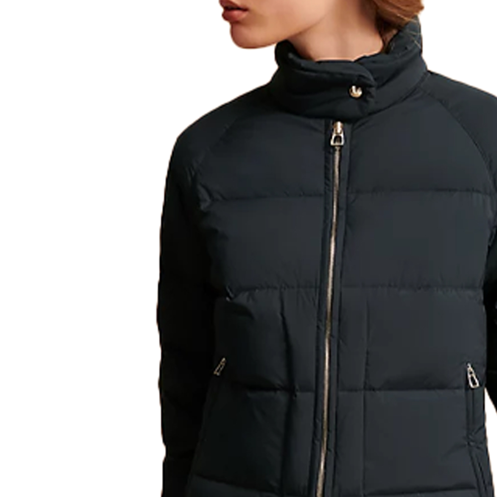 Details for (W) HERMES Jaket Hitam Down Zip-Up dengan Kerah Berdiri Solid H800169E01L