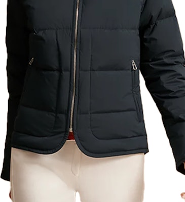 (W) HERMES Jaket Hitam Down Zip-Up dengan Kerah Berdiri Solid H800169E01L Sizing (W) HERMES Jaket Hitam Down Zip-Up dengan Kerah Berdiri Solid H800169E01L