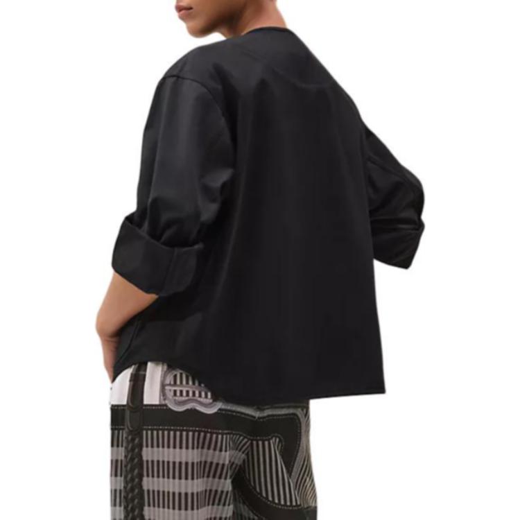 Sizing (Women) HERMES  Black Twill Cotton Long Sleeve Jacket H5E0163DQ02