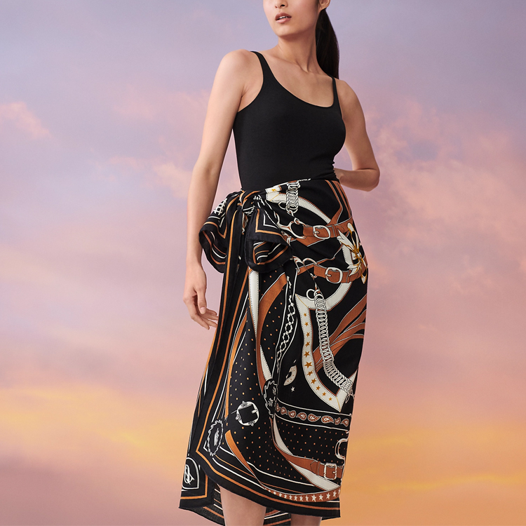 (Women) HERMES  Black Vintage Classic Silk Scarf "Morning Stroll" Print H243986S 06 圖 3