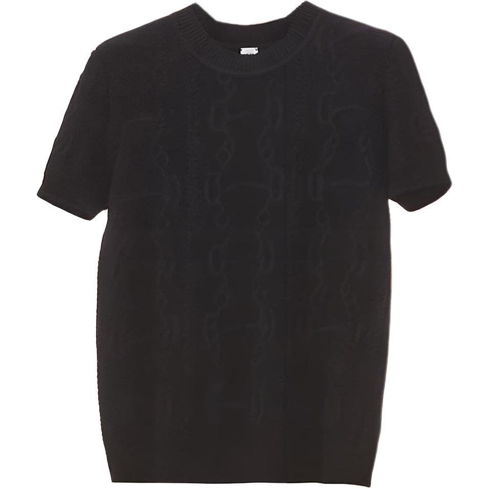 (Women) HERMES  Black Wool Cashmere Short-Sleeve Sweater FW22 Collection. H2H2666D602