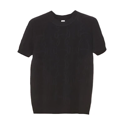 (Women) HERMES Black Wool Cashmere Short-Sleeve Sweater FW22 Collection. H2H2666D602