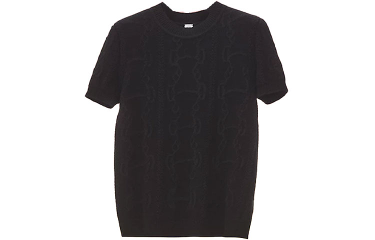 (Women) HERMES  Black Wool Cashmere Short-Sleeve Sweater FW22 Collection. H2H2666D602 圖 2