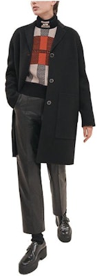 (Women) HERMES Black Wool Coat Single-Breasted Solid Overcoat H3H0188DA0236 Order (Women) HERMES Black Wool Coat Single-Breasted Solid Overcoat H3H0188DA0236