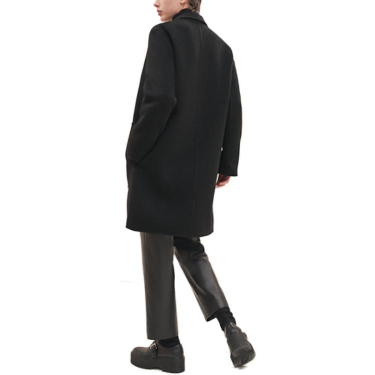 Lookbook (Women) HERMES  Black Wool Coat Single-Breasted Solid Overcoat H3H0188DA0236