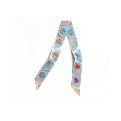 (Women) HERMES Blue Ice Cream Print Silk Scarf. H064109Sv09