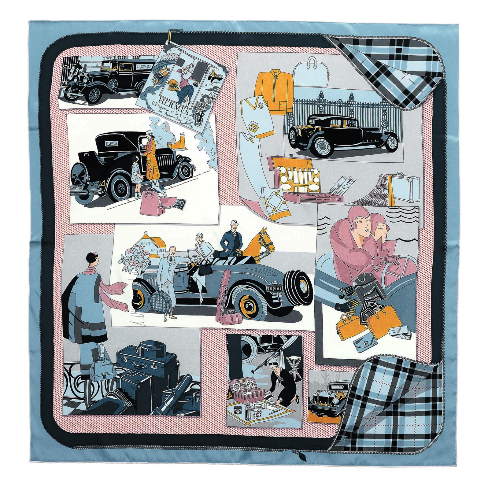 (Women) HERMES  Blue Printed Silk Scarf Fashion Accessory. H981902S 01