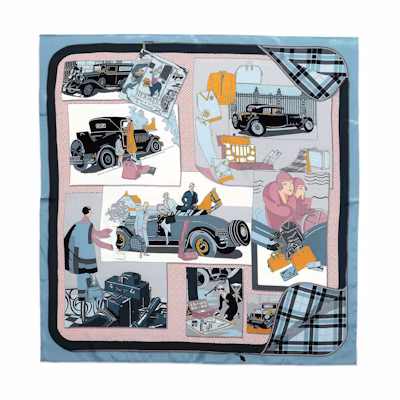 (Women) HERMES Blue Printed Silk Scarf Fashion Accessory. H981902S 01