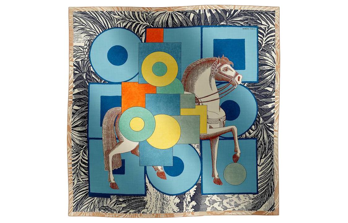 (Women) HERMES  Blue Printed Wool Scarf H244008SF01