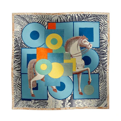 (Women) HERMES Blue Printed Wool Scarf H244008SF01