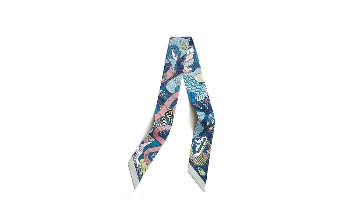 (Women) HERMES  Blue Silk Scarf with Patterned Print Design. H063806Sv06 圖 2