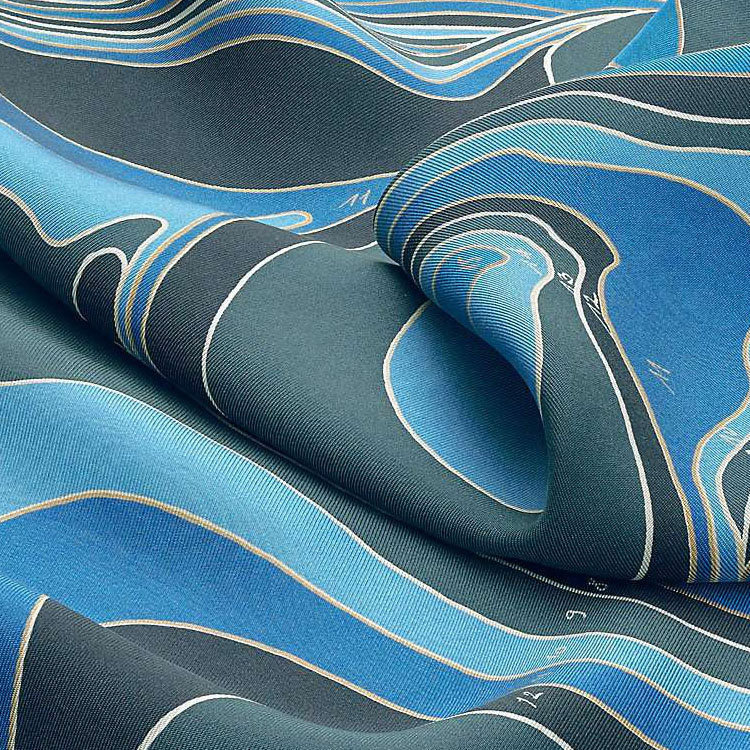 (Women) HERMES  Blue Silk Scarf with Pegasus Landscape Print. H073334S 08 圖 3