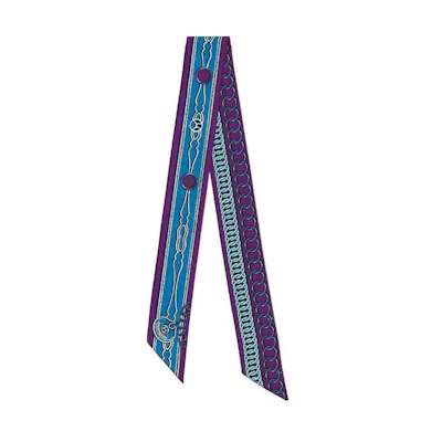 (Women) HERMES Blue Silk Scarf with Printed Design H063357S-13