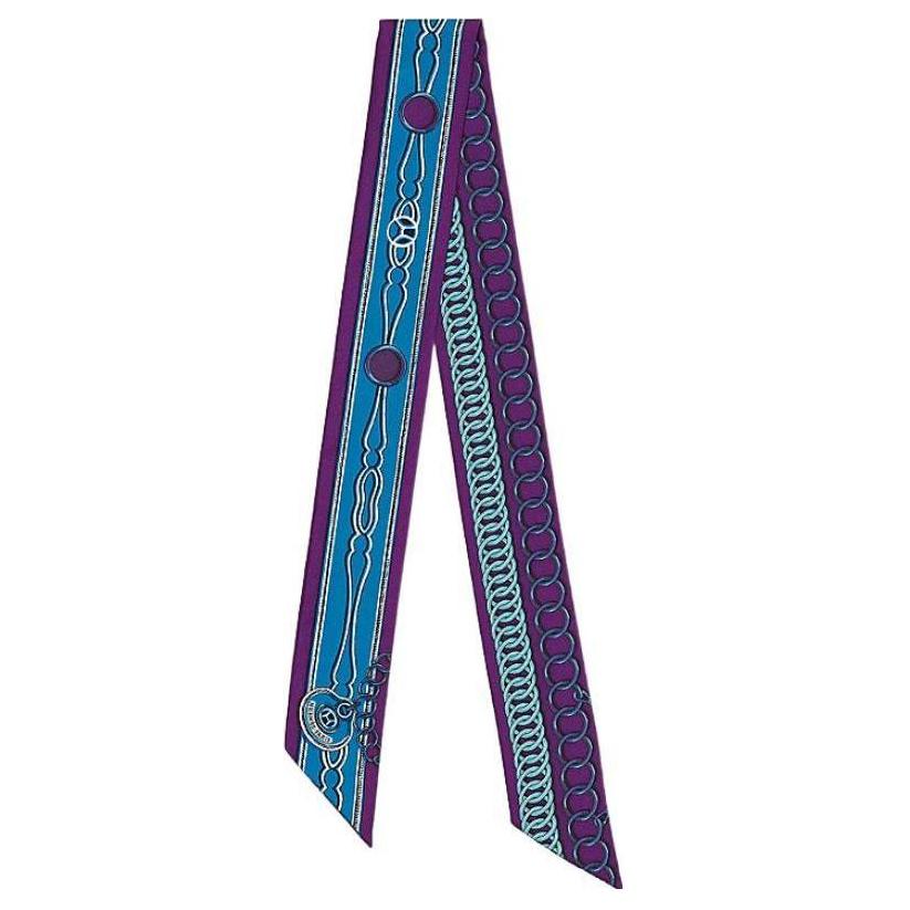 (Women) HERMES  Blue Silk Scarf with Printed Design H063357S-13 圖 2