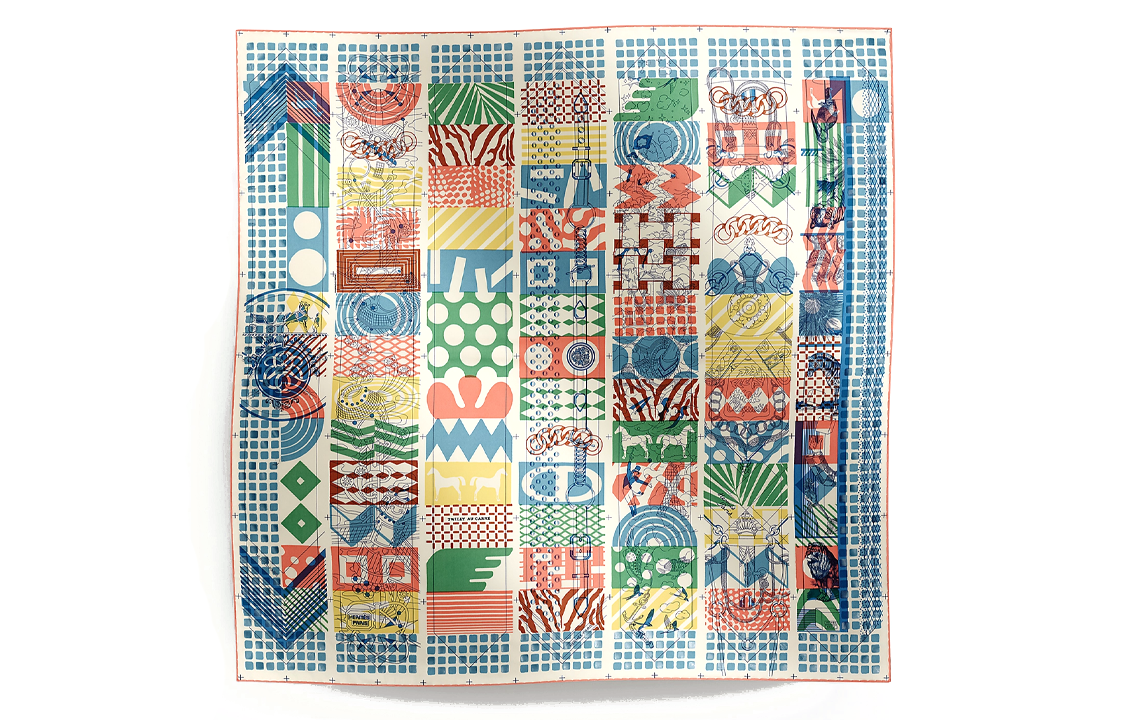 (Women) HERMES  Blue Silk Scarf with Square Pattern. H594127Sv02 圖 2