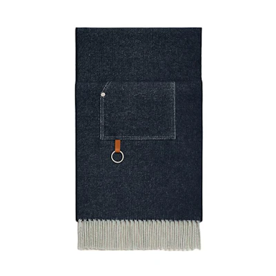 (Women) HERMES Blue Wool Scarf with Loop Design. H259122S01