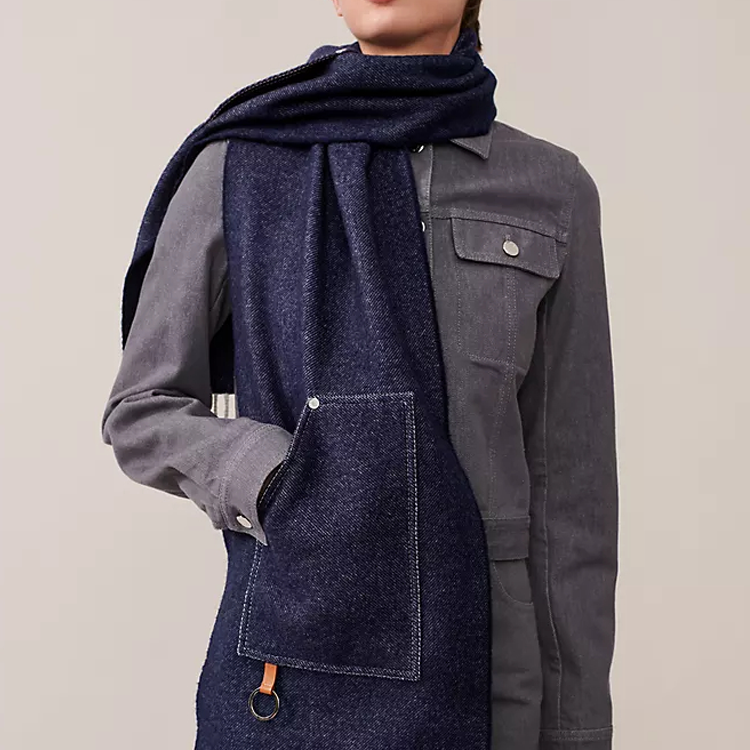 (Women) HERMES  Blue Wool Scarf with Loop Design. H259122S01 圖 3