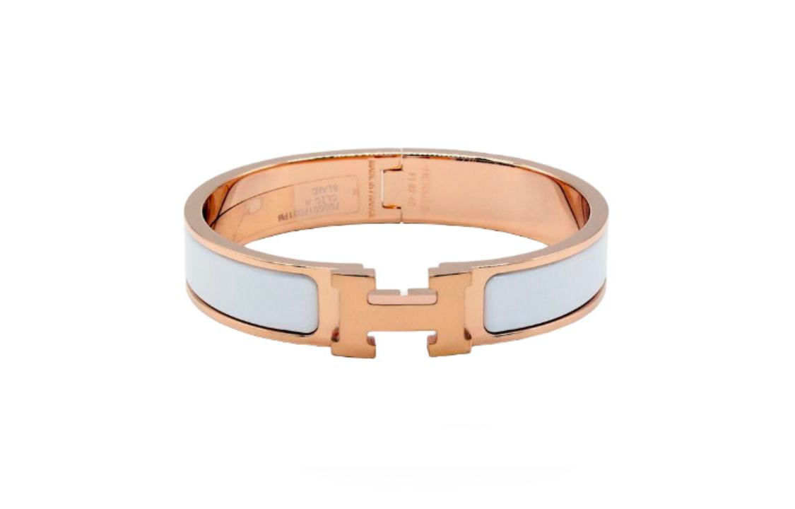 (Women) HERMES Clic H Enamel Bracelet White/Rose Gold H700001FO31 圖 2