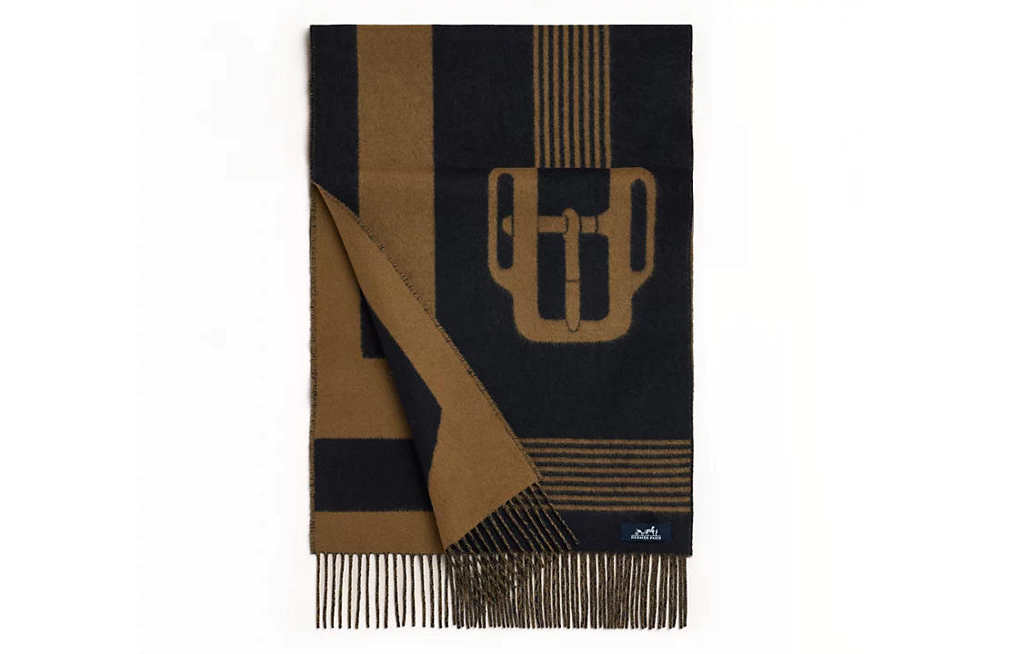 (Women) HERMES  Brown Jacquard Woven Wool Scarf H259118S-03 圖 2