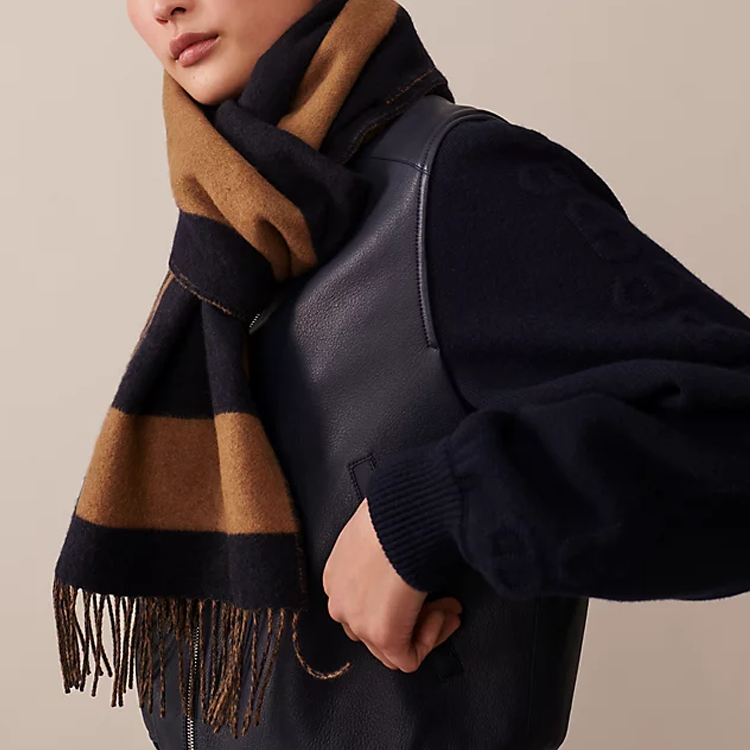 (Women) HERMES  Brown Jacquard Woven Wool Scarf H259118S-03 圖 3