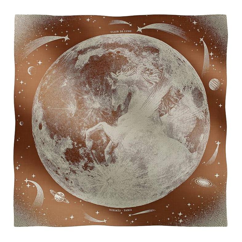 Order (Women) HERMES  Brown Moon Print Shawl H243430S04
