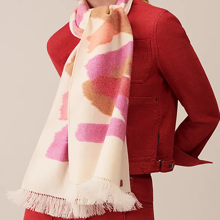 (Women) HERMES  Brush Pattern Wool Scarf White. H269111S-02 圖 3