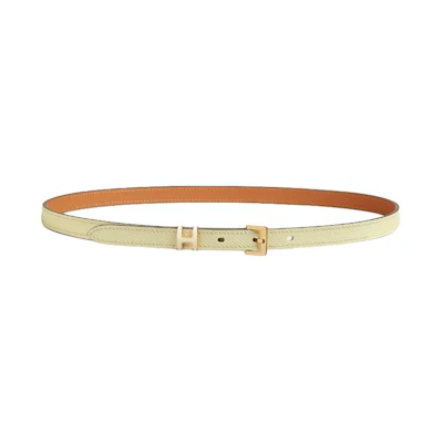 (Women) HERMES Calfskin Leather Belt Yellow/Nata 1.5cm with Logo Design. H010709UCAE