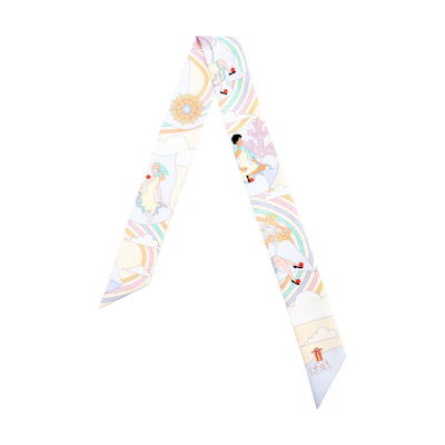 (Women) HERMES Carres Volants Twilly Silk Scarf Ribbon Accessory H063849S-19