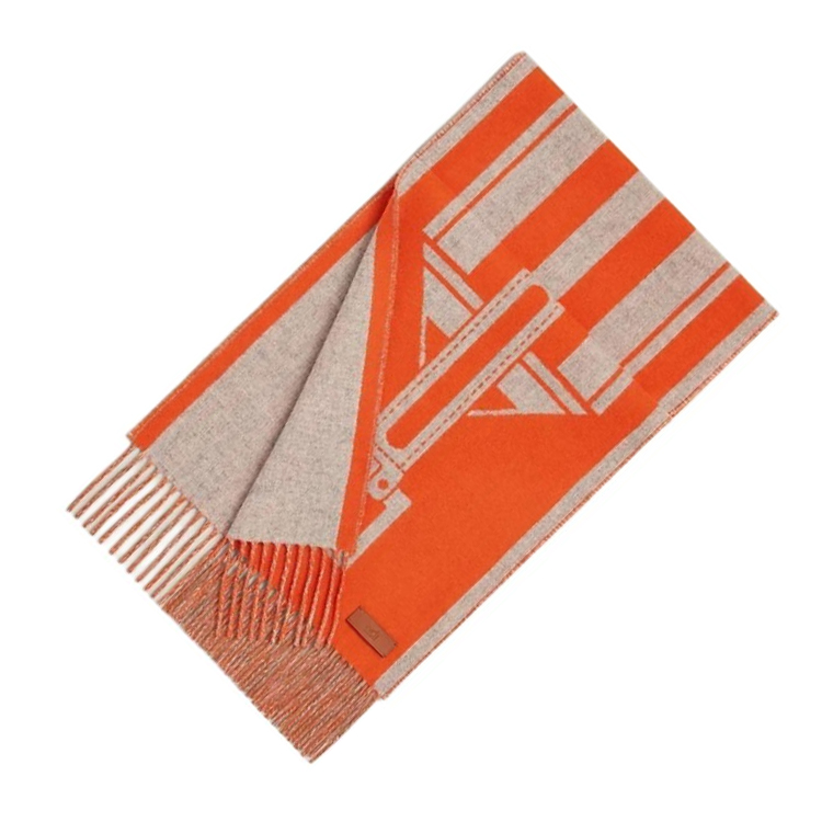 (Women) HERMES  Cashmere Printed Scarf Orange H259151S 03 圖 3