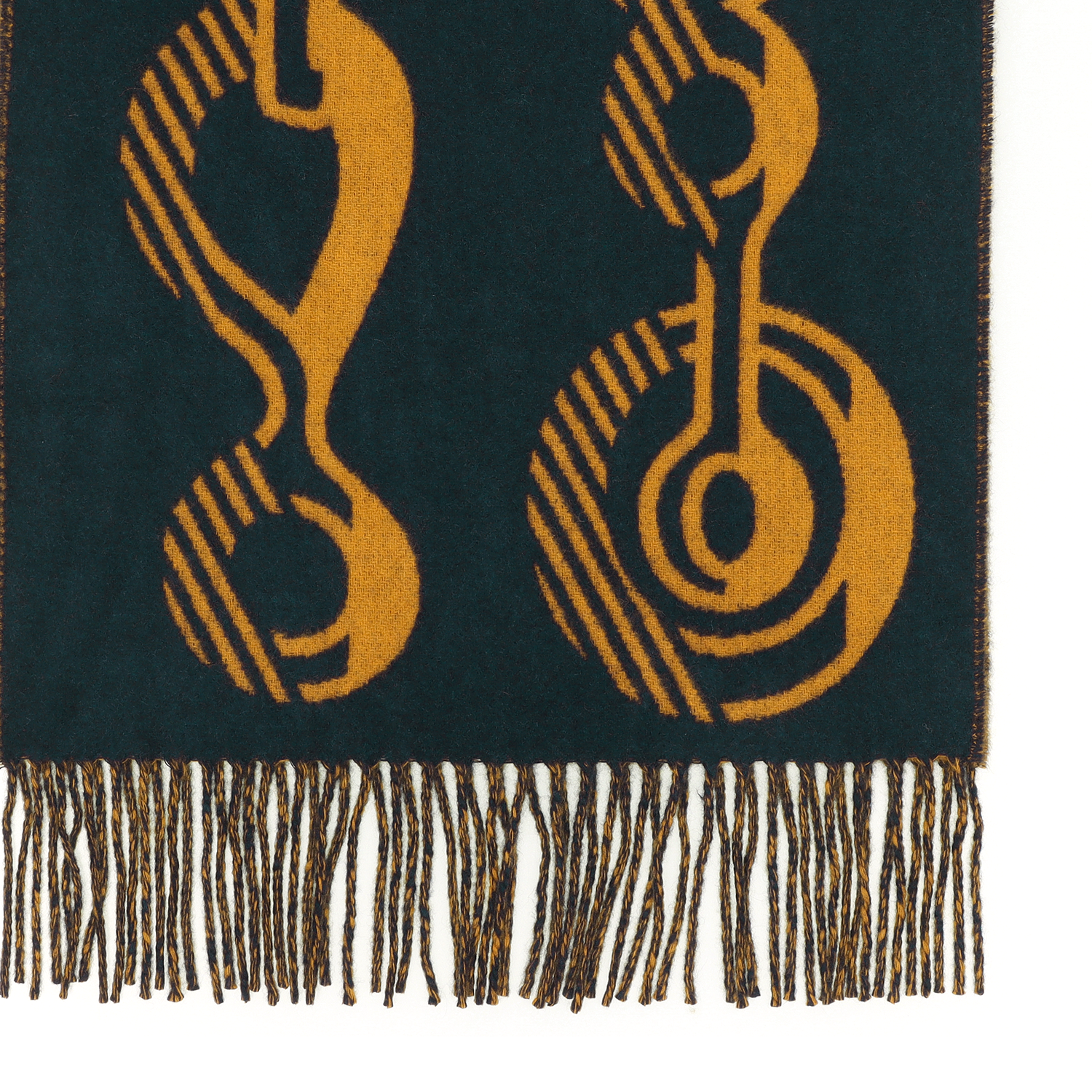 (Women) HERMES  Cashmere Scarf Black/Blue & Ochre Yellow. H259092S-01 圖 4