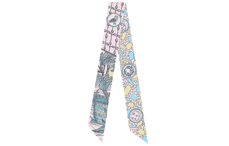 (Women) HERMES "Cavalier's Dance" Twilly Silk Scarf for Women H063593S-06