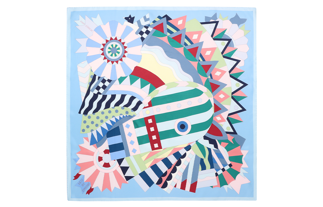 (Women) HERMES "Celebration Cavalcade" 90cm Scarf Sky Blue/Green/Pink H003748S-05 圖 2