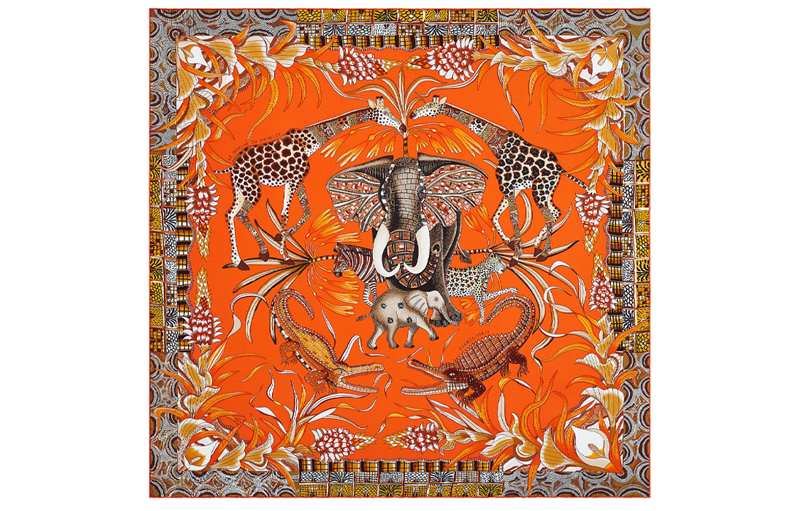 (Women) HERMES "Celebration of the Zambezi River" 90cm Silk Scarf H002987S-14