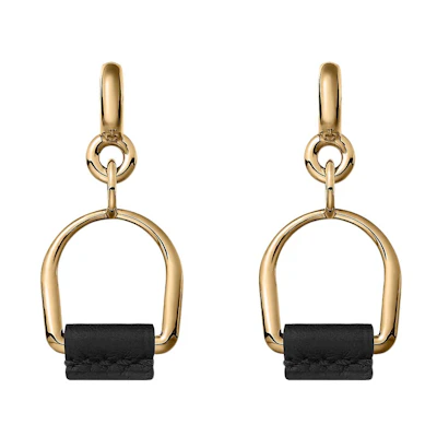 (Women) HERMES Circular Metal Leather Earrings H081159CC89