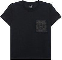 (Women) HERMES Classic Embroidery Ribbed Trim Black T-Shirt. H4E4615DA02 (Women) HERMES Classic Embroidery Ribbed Trim Black T-Shirt. H4E4615DA02