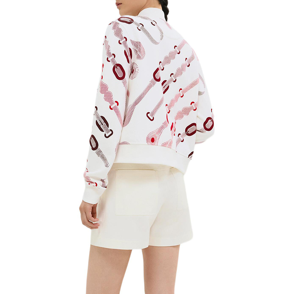 Lookbook (Women) HERMES  Coaching Remix Print Cotton Baseball Jacket in Natural White. H5E4223DBA3