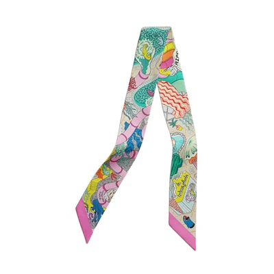 (Women) HERMES Colorful Patterned Mulberry Silk Scarf H063806S 08