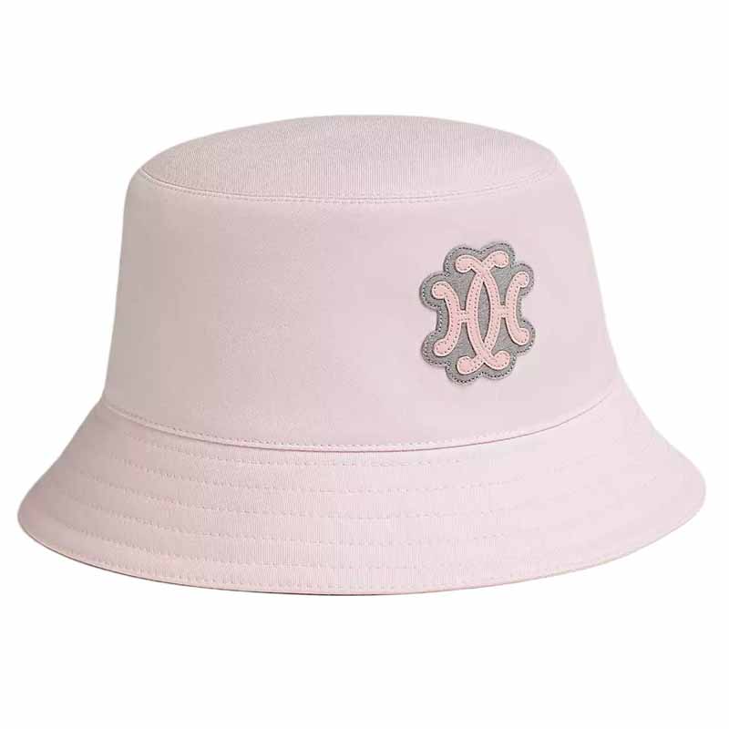 (Women) HERMES  Cotton Fisherman Hat in Soft Pink with Swift Felt "H Lift" Design. H242014NvRD56