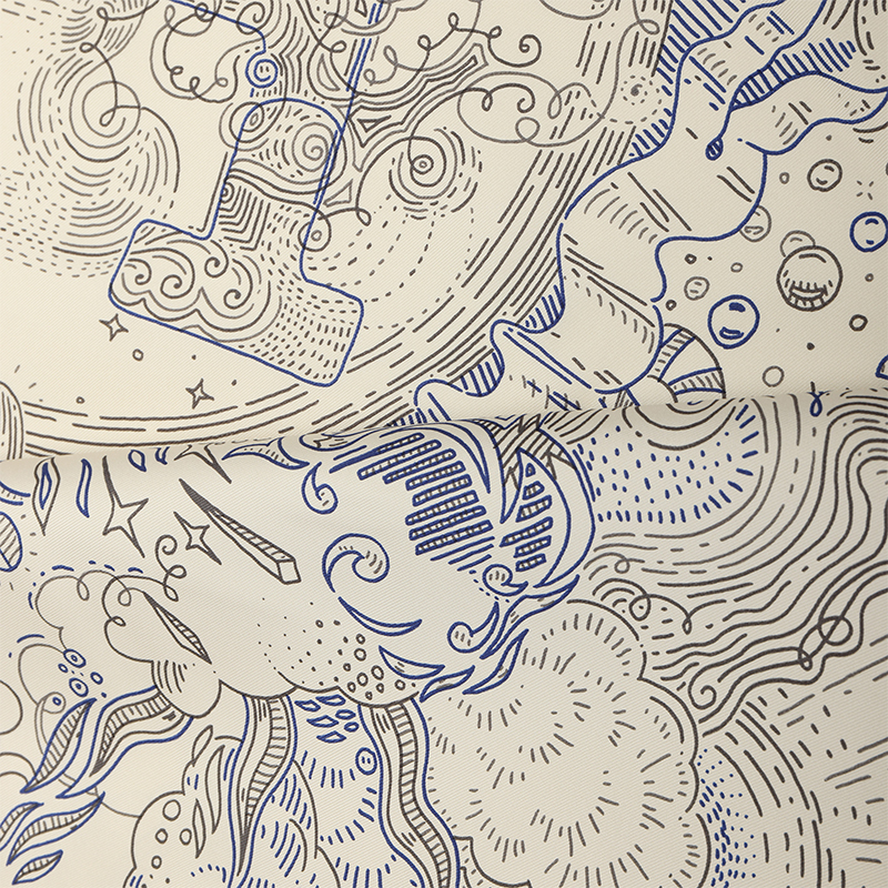 (Women) HERMES  Cream Silk Scarf with Logo Pattern Design. H004187S16 圖 4