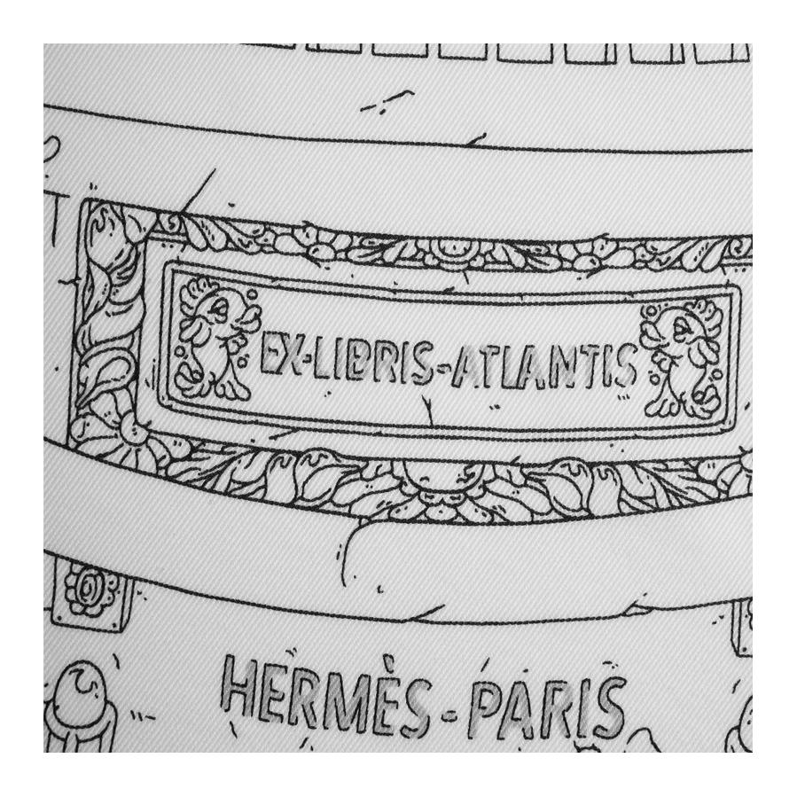(Women) HERMES Écriture Atlantis 70cm Black White Silk Scarf H983571S-06 圖 5