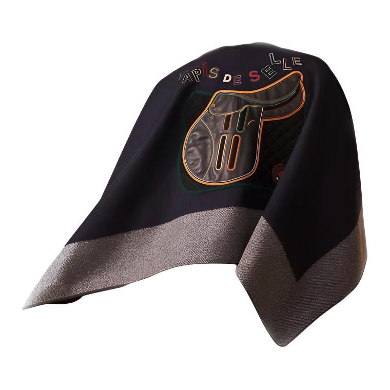 (Women) HERMES  Deep Blue Printed Cashmere Shawl H789123S 01