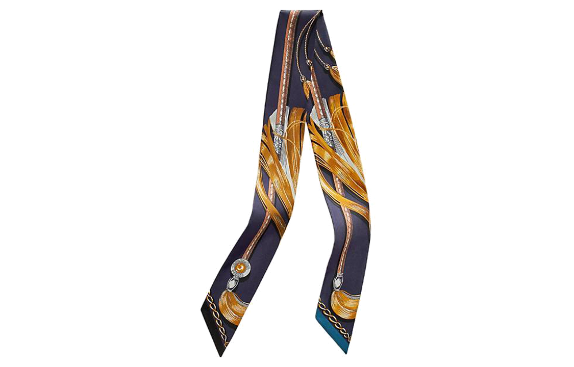 (Women) HERMES  Deep Blue Twilly Scarf with Horse Parade Pattern. H061829S-10 圖 2