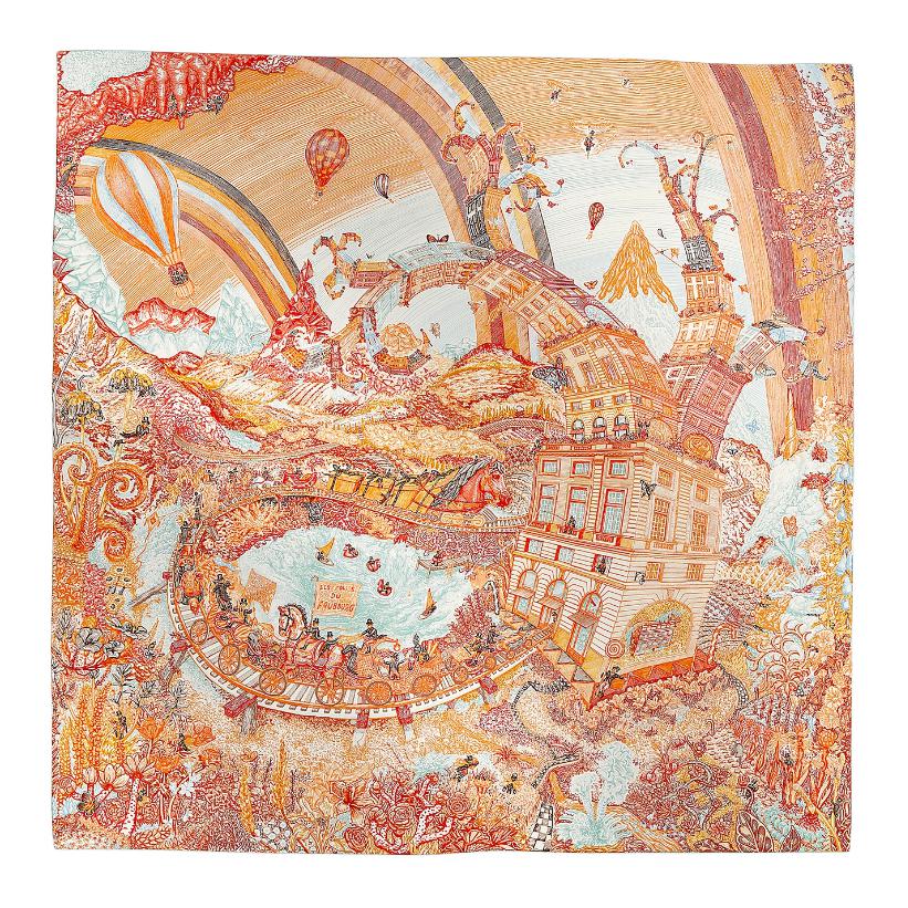 (Women) HERMES "Dream of Pegasus" Printed Silk Scarf for Women - Orange H004147S 03 圖 2