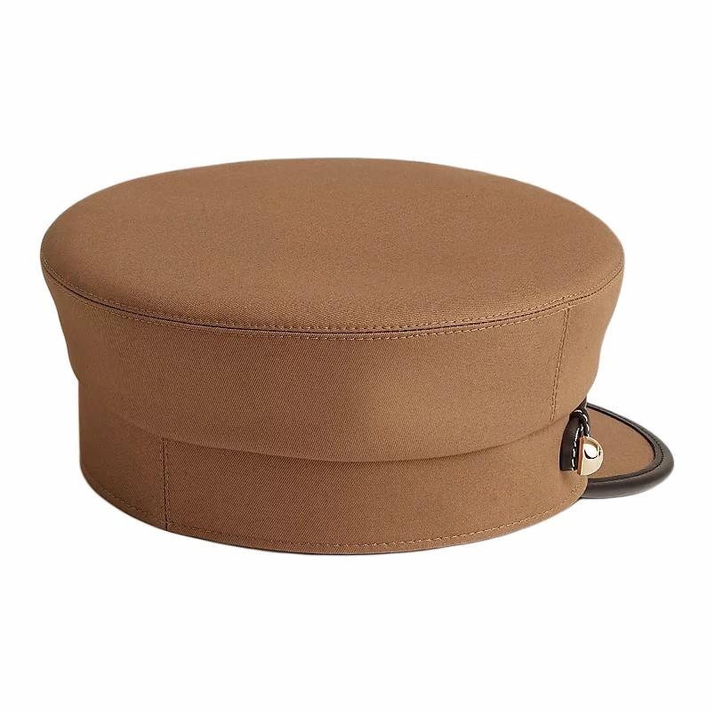 Lookbook (Women) HERMES  Ebony Cotton Hat with Engraved Clou Medor Studded Detail. H242027N U657