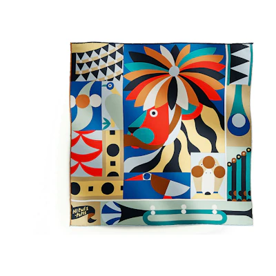 (Women) HERMES Embroidered Pattern Silk Scarf Multicolor. H894050S13