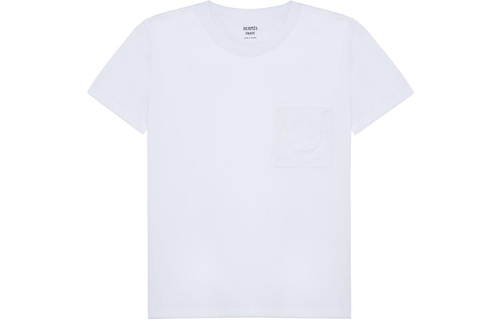 (Women) HERMES  Embroidered Pocket White T-Shirt FW22 H2H4614DU90 圖 2