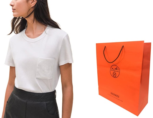 (W) エルメス 刺繍入り無地クルーネックTシャツ - ホワイト H4E4615DA90 Shop (W) エルメス 刺繍入り無地クルーネックTシャツ - ホワイト H4E4615DA90