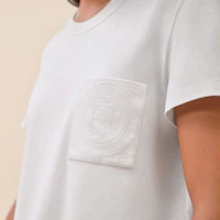 Purchase (W) HERMES 刺繡純色圓領T恤 - 白色 H4E4615DA90